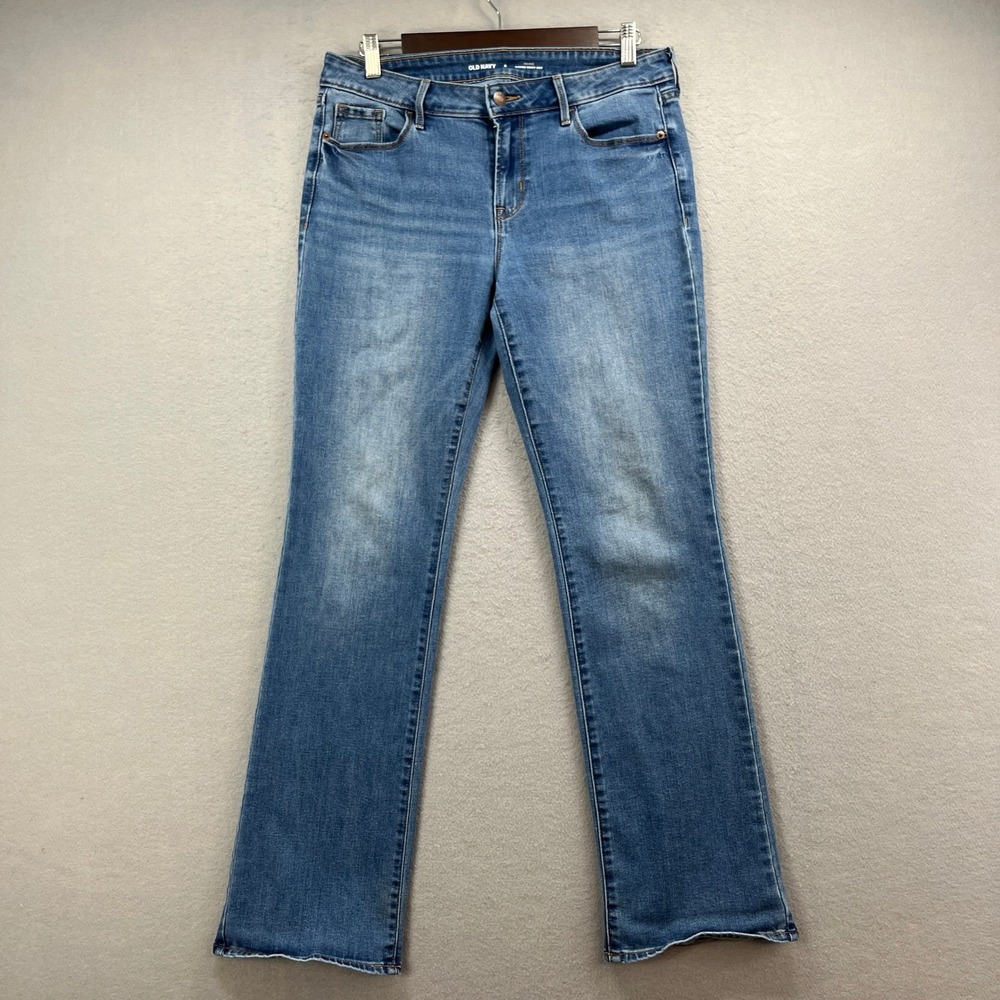 Old Navy Kicker Bootcut Jeans Womens 8 Blue Denim Stretch Mid Rise Faded Y2K